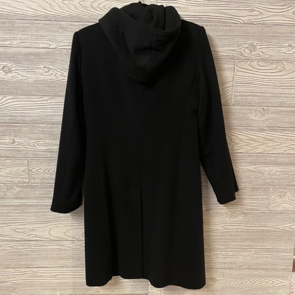 ALBERT NIPON LORO PIANA Italy Black Wool and Cashmere Coat Size 4 Hooded - Picture 5 of 10